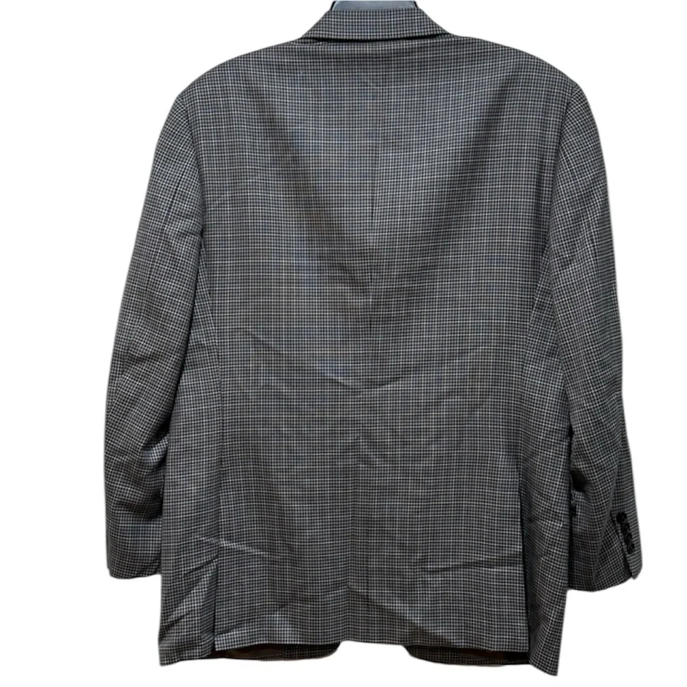 Canali Men’s 100% Wool Single Breasted Houndstooth Blazer US 44R Gray‎ Preppy